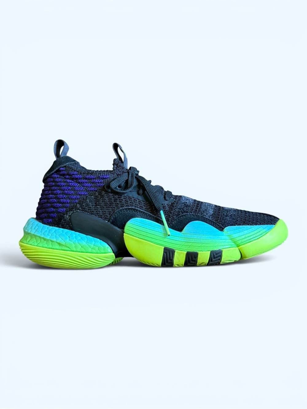 ADIDAS Trae Young 2.0 Tlien Black Sneakers with Neon Green Accents Size 8 Men